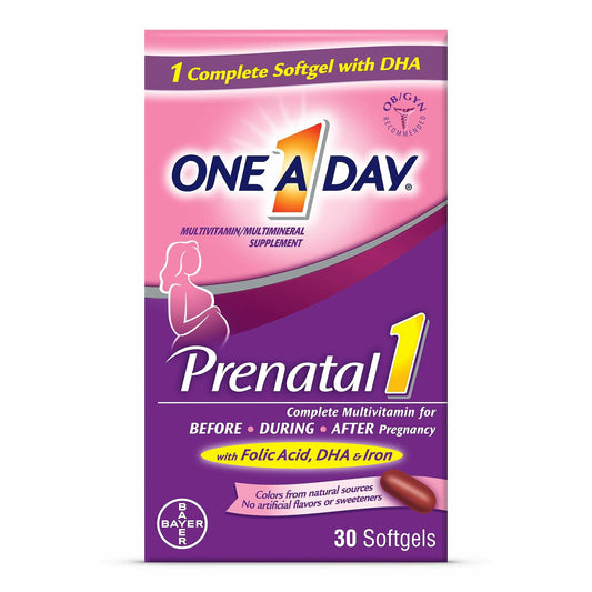 BestBy12/25 ONE A DAY Women's Prenatal Multivitamin 30 Ct Vitamins A,C,D,B6,B12