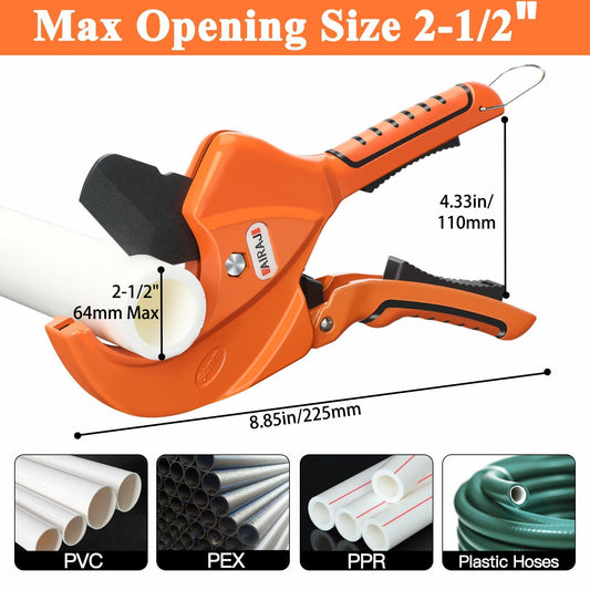 [Like New] AIRAJ Ratcheting PVC Pipe Cutter 1-5/8" SK5 Steel Blade Plastic Pipes