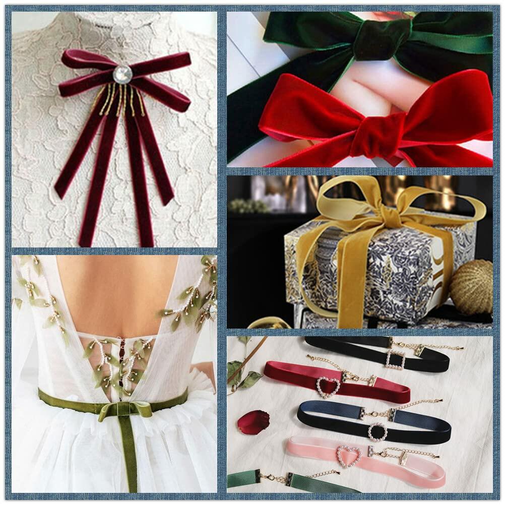 Abbaoww Velvet Ribbon 5/8 Inch 50 Yards Camel Single Face Velvet