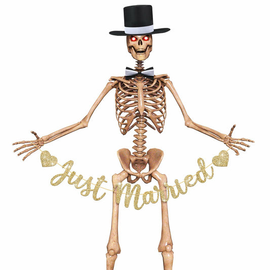 VioraWhite Skeleton Costume Accessories Banner Bow Tie Just Married