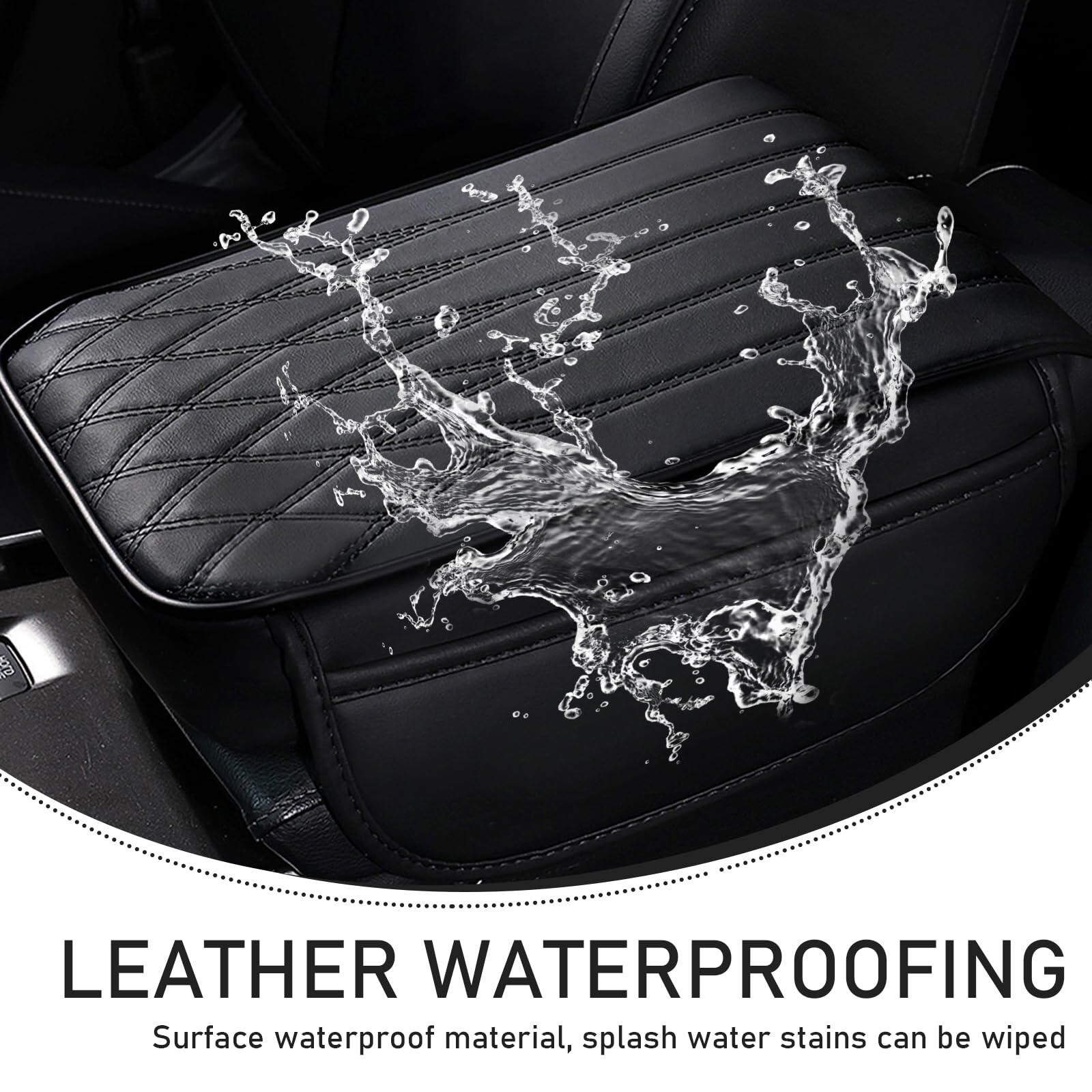 Yumfugu Car Center Console Armrest Cover Leather Memory Foam Beige 12.59x8.66