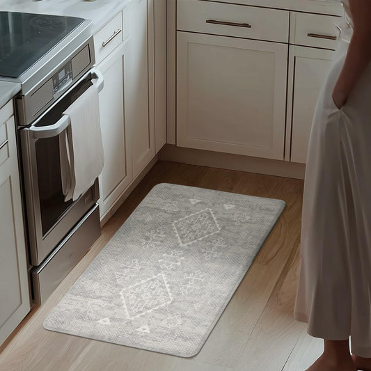KOKHUB Boho Kitchen Mat 17.3x28in 1/2in Thick Cushioned Anti-Fatigue Amber