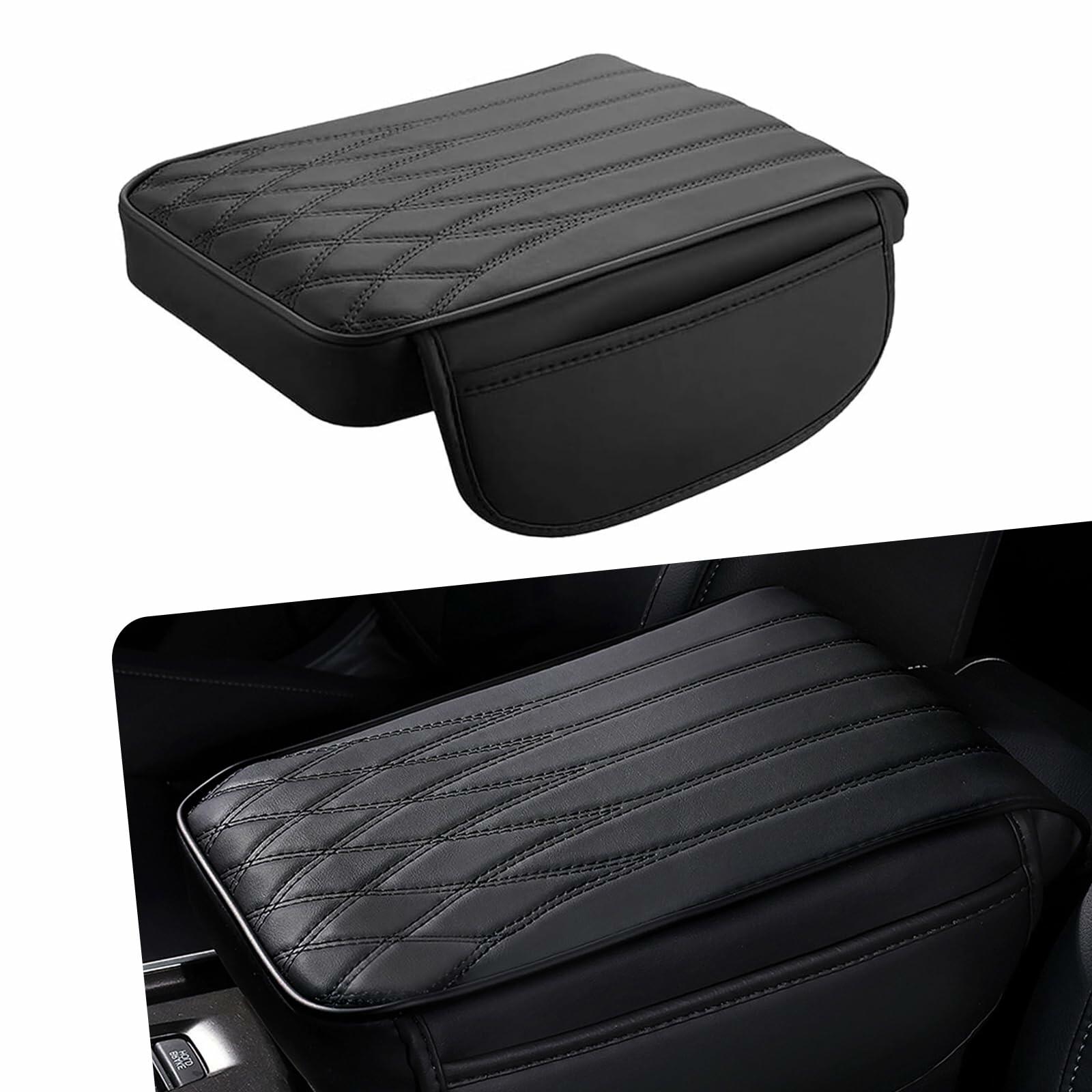 Yumfugu Car Center Console Armrest Cover Leather Memory Foam Beige 12.59x8.66