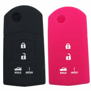 Ezzy Auto Silicone Key Fob Case 4 Buttons Black Pair Fit 3 5 6 CX-7