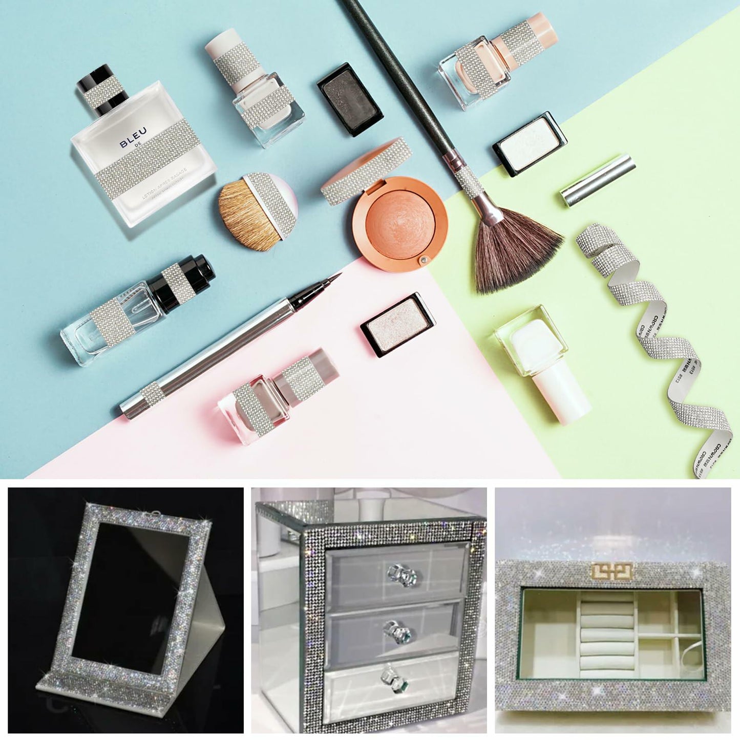 8 Rolls Rhinestone Ribbons Self Adhesive Diamond Bling 8 Yards DIY Crafts