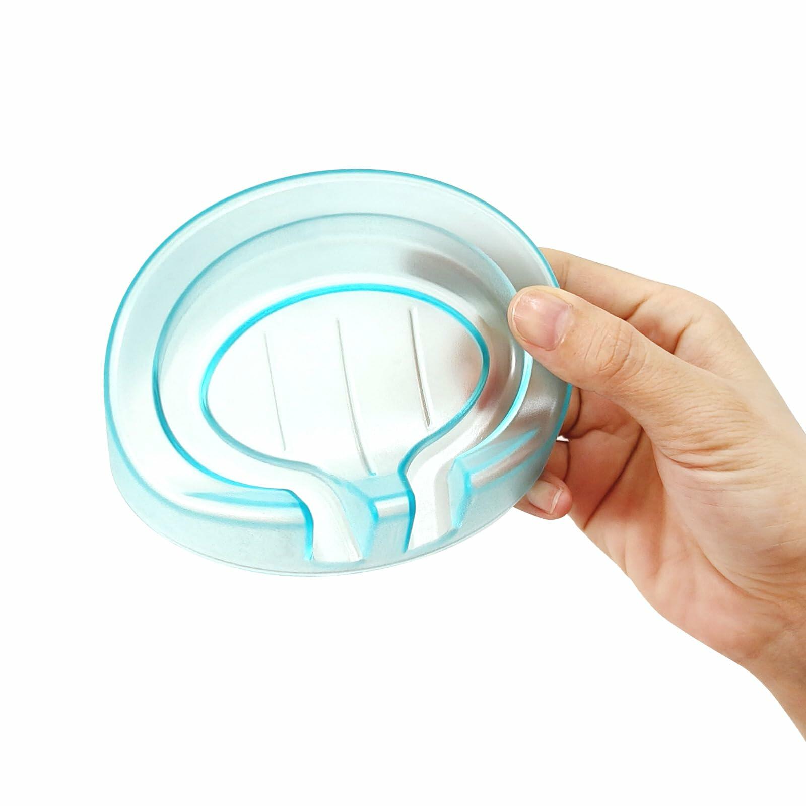 Self Draining Soap Dishes 2-Pack Waterfall Drainer Holder Blue Bathroom Kitchen