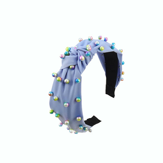 SMYAXUNW Colorful Pearl Knotted Hairband Gemstone Imitation Pearl Twist