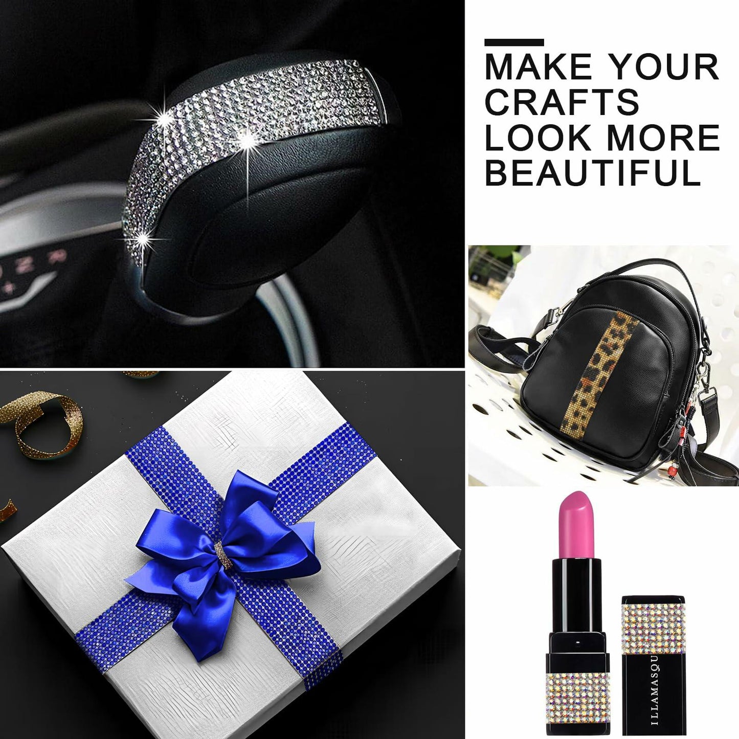 8 Rolls Rhinestone Ribbons Self Adhesive Diamond Bling 8 Yards DIY Crafts