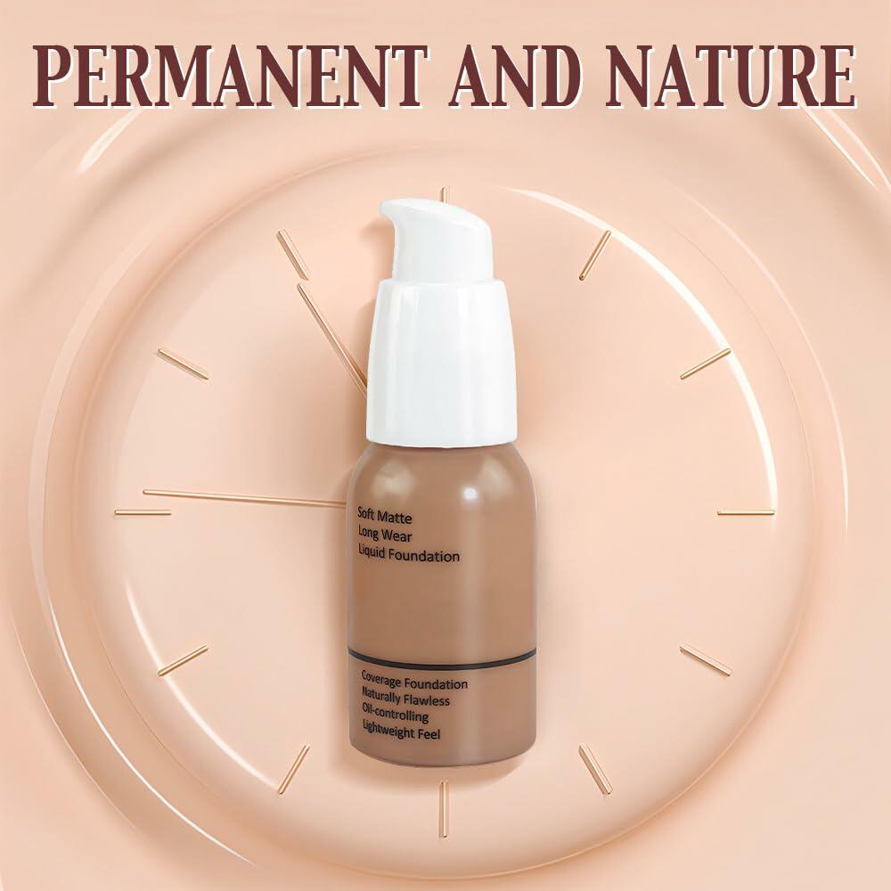 Matte Liquid Full Coverage Foundation 05#Tan 2 Pack Soft Matte 24HR Oil Control
