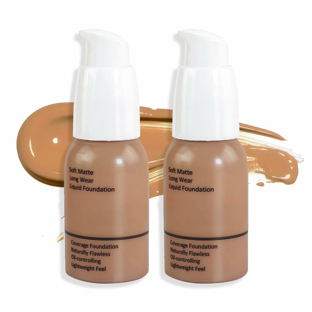 Matte Liquid Full Coverage Foundation 05#Tan 2 Pack Soft Matte 24HR Oil Control