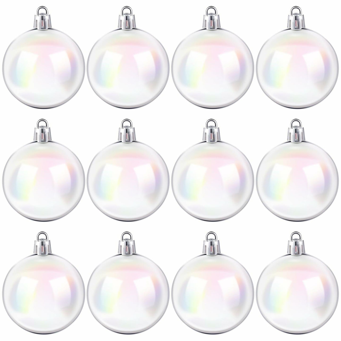 [Like New] Jutom 36 Pcs Christmas Iridescent Clear Plastic Ornaments Balls 1.57in
