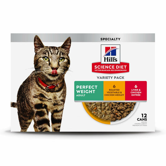 Hill's Science Diet Adult 1-6 Perfect Weight Wet Cat Food Variety 12-Pack
