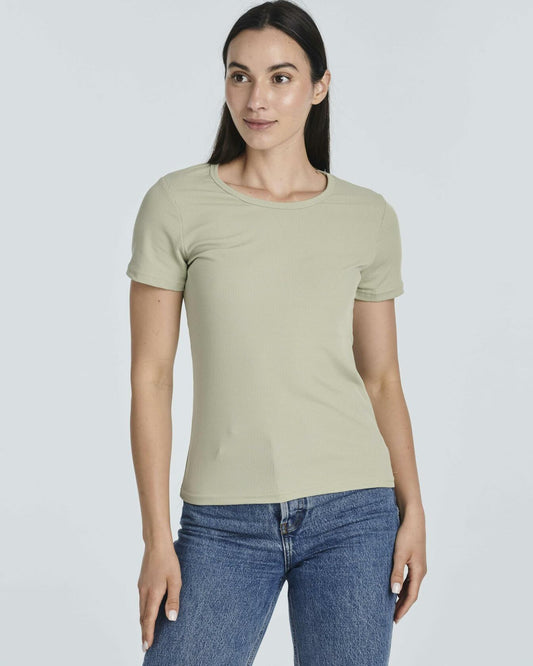 Women's Ribbed Knit Short Sleeve Crew Neck T-Shirt 4 Pack Size 2XL