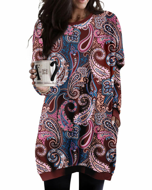 KISSMODA Women's Long Sleeve Tunic Top with Pockets Casual Fall Loose Size M