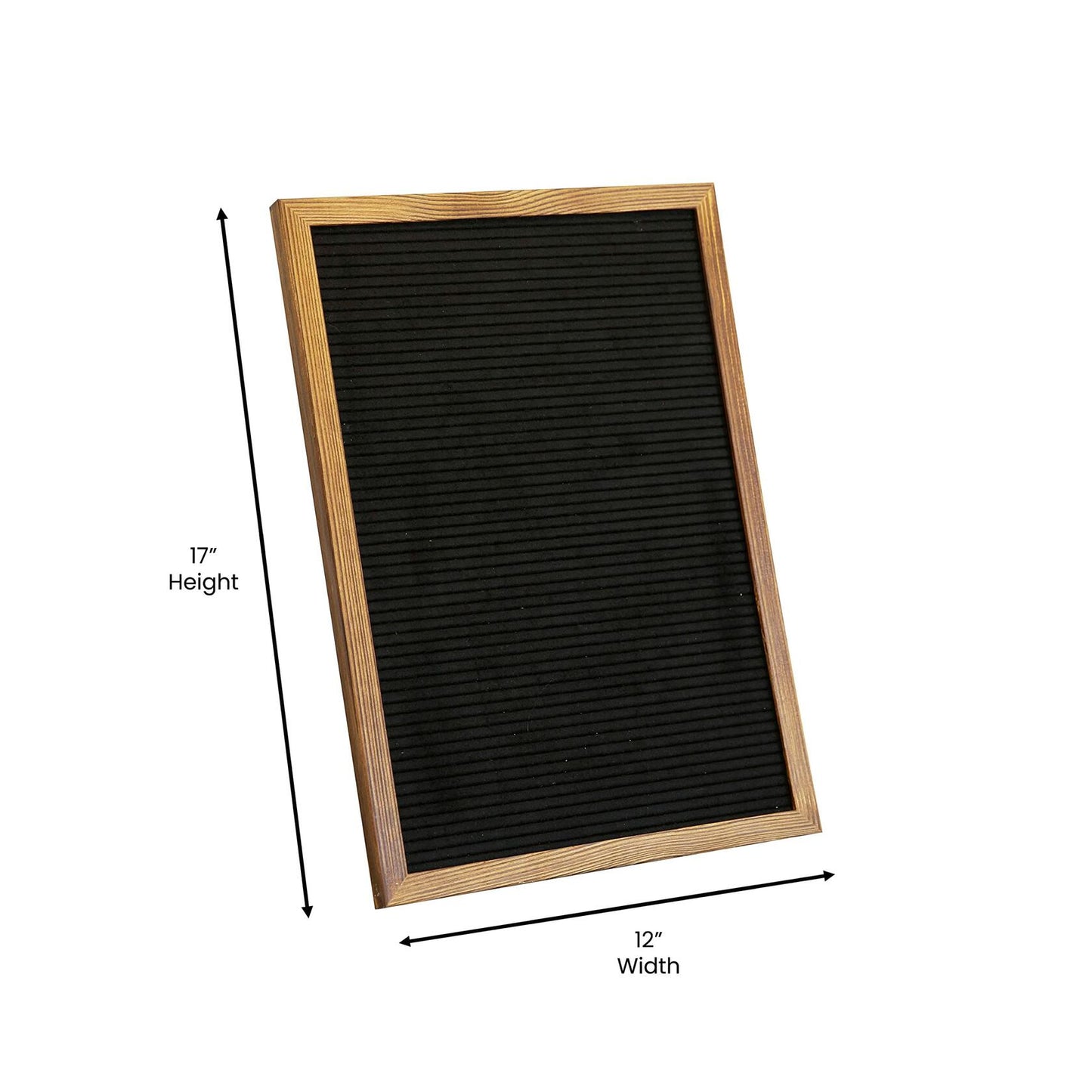 Flash Furniture Gracie 12x17 Letter Board Black Felt Torched Wood w/389 Letters