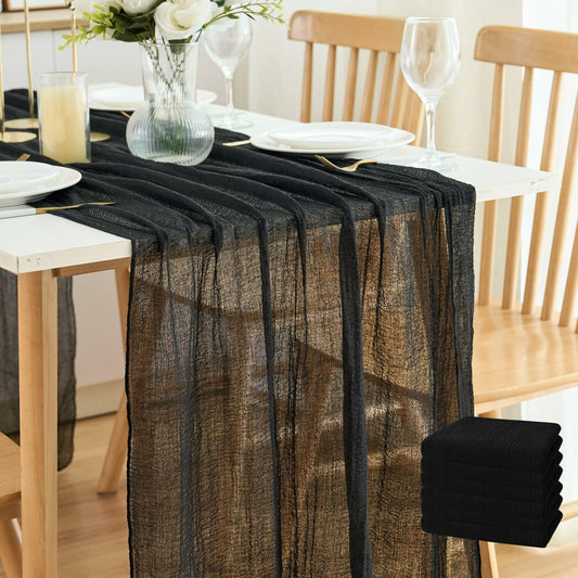 Putros Cheesecloth Table Runner Misty Rose 10FT 6pcs Boho Gauze 120 Inch