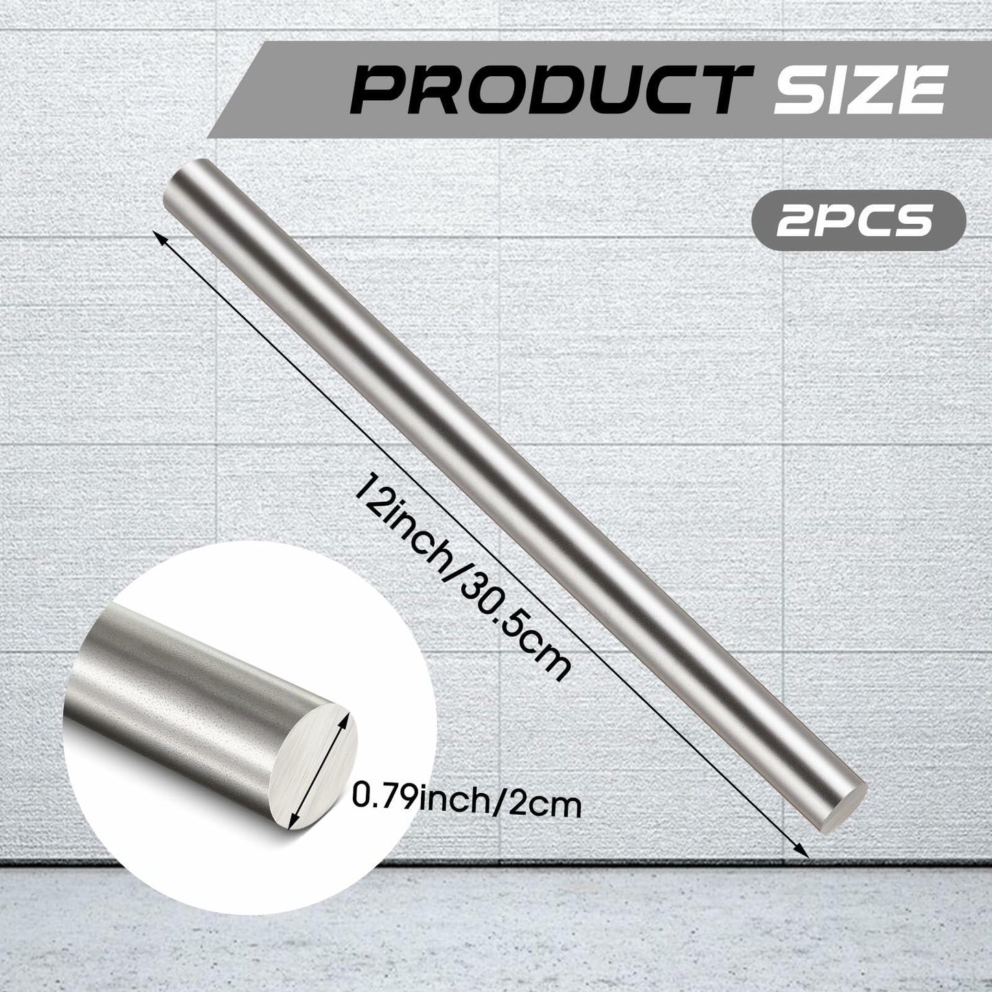 [Like New] Zonon Steel Cold Rolled Round Bar 0.79" Dia x 12" Length Mild Steel 2 Pcs