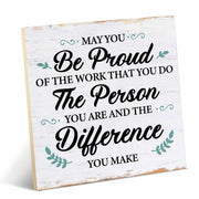 Coworker Retirement Wood Sign Desk Decor 6.3x6.3 Inch Home Office Gift