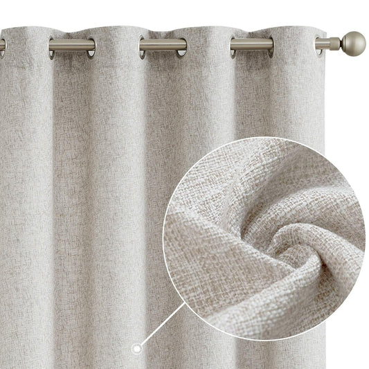 Jinchan Faux Linen Burlap Curtains 63" Heathered Gray 2pc Grommet Panels