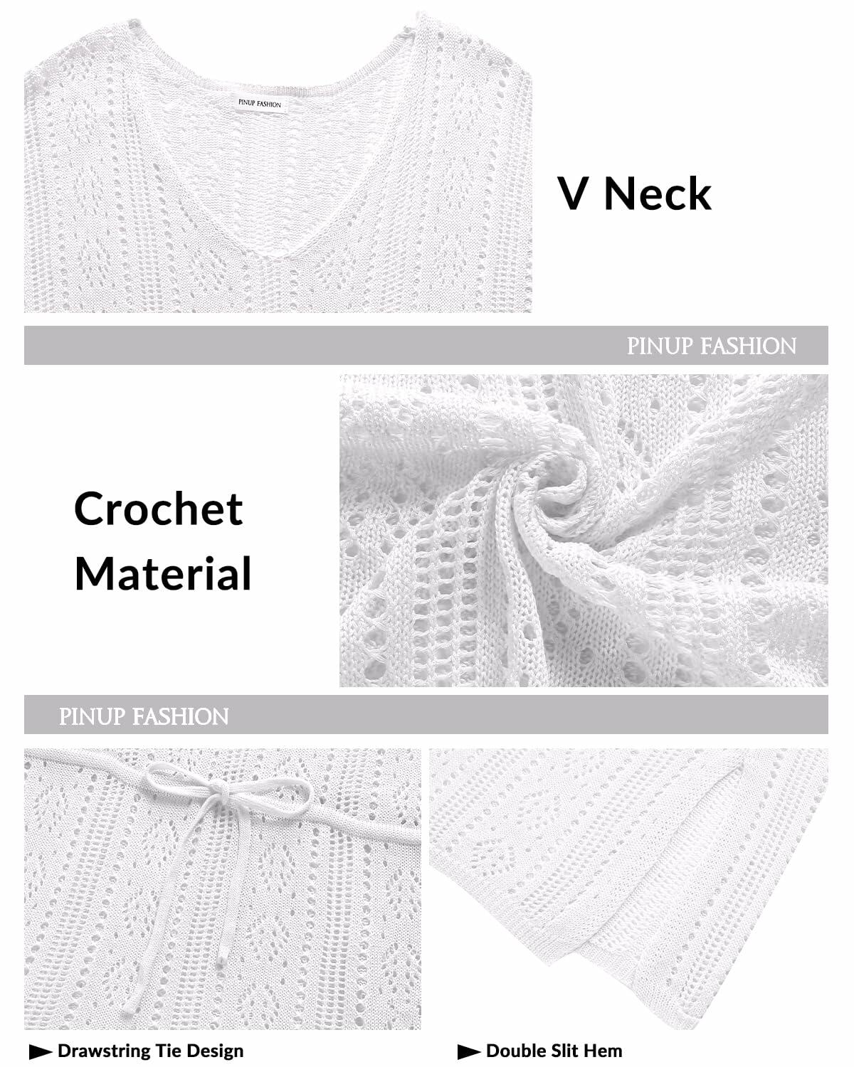 Pinup Fashion Crochet Swim Cover Up Dress White Size S-XXL