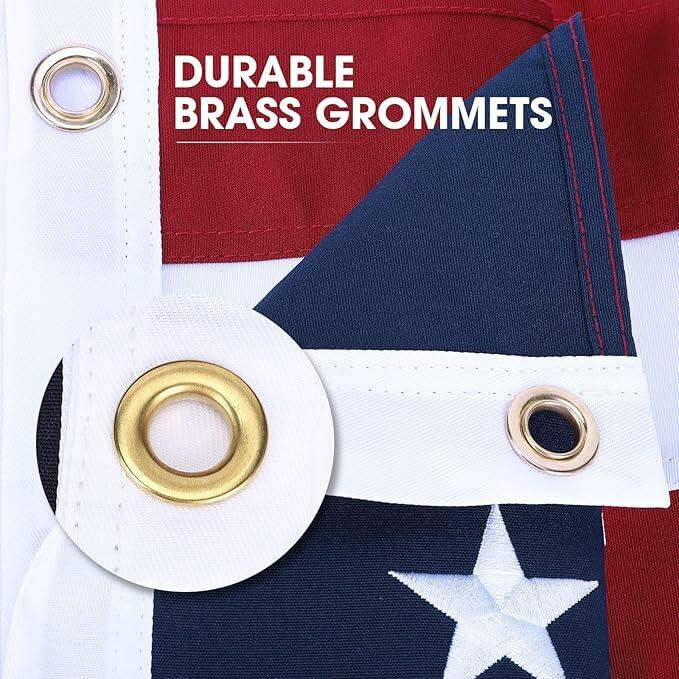 American Flag 3x5 FT Heavy Duty Nylon Outdoor USA Flag Embroidered Stars