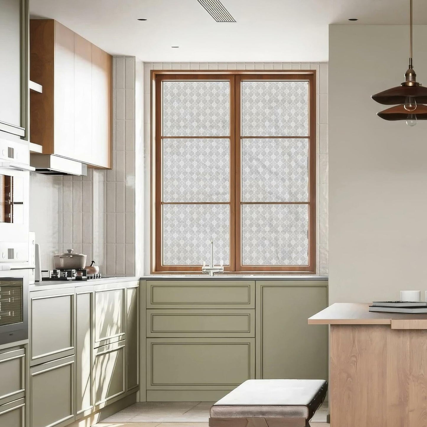HYOUBALA Window Privacy Film UV Protection Non-Adhesive Begonia 17.5x78.7