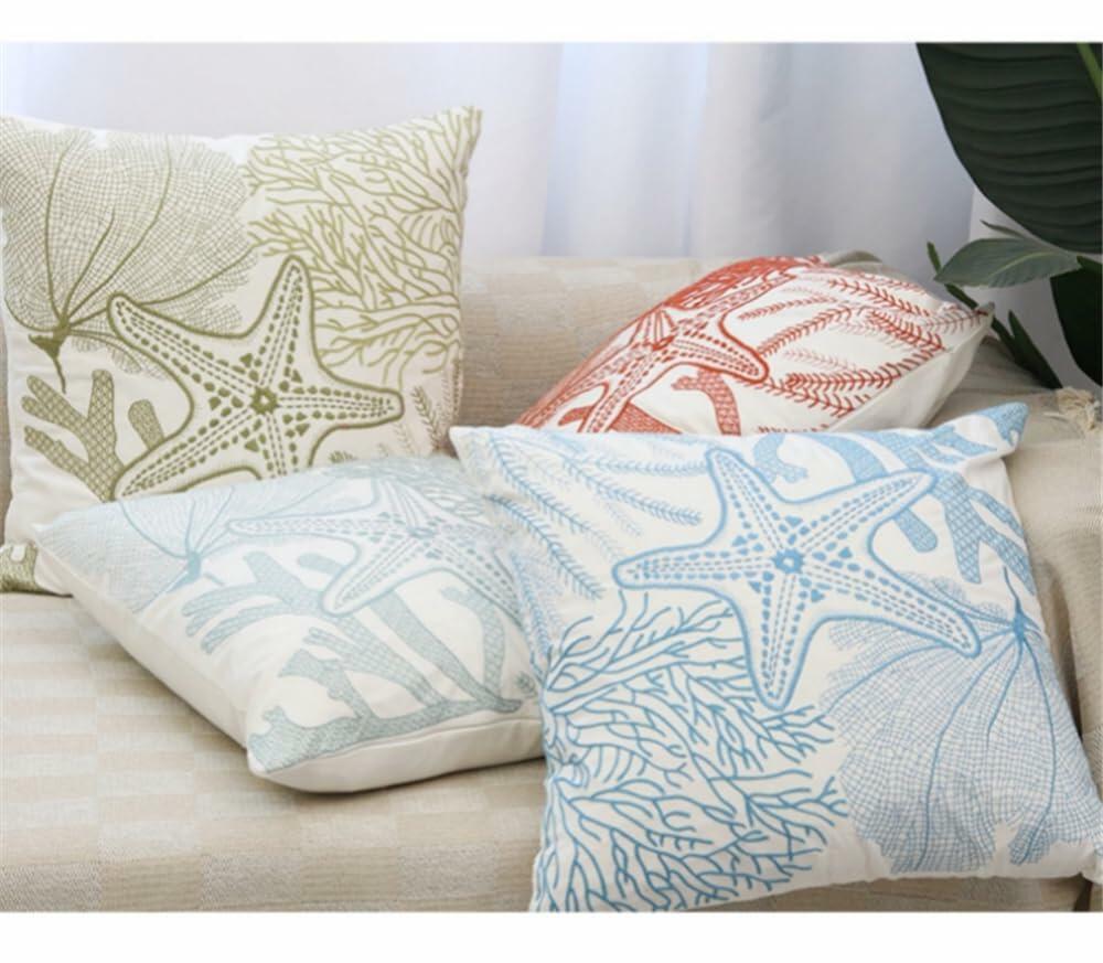 Starfish Pillow Cover Coral Leaf Blue Cushion Case 18x18 Inch 1PC