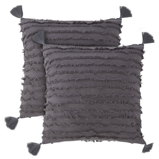 Farmlyn Creek Striped Grey Throw Pillow Covers 20x20 2 Pack