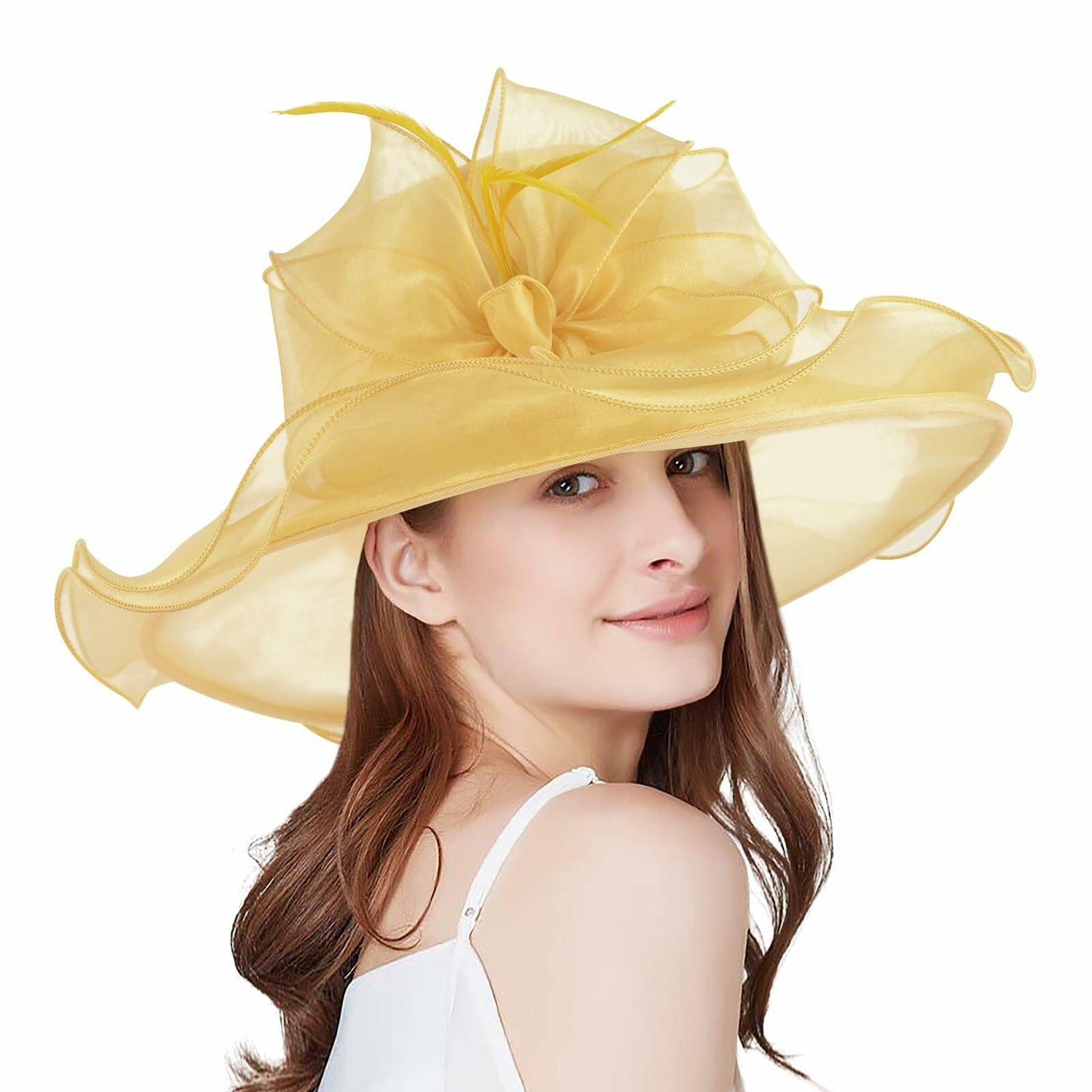 Derby Hats Women Organza Kentucky Fascinator UV Protection Sun Hat