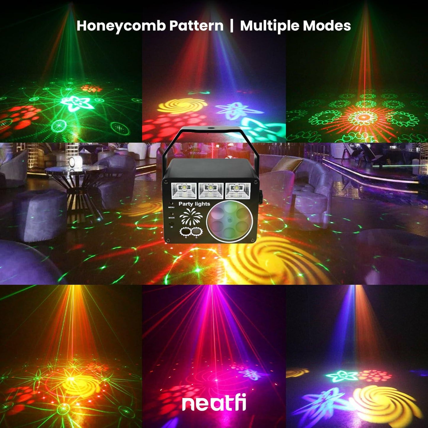 Neatfi Sound Activated Party Light with Remote Control Black Indoor DJ