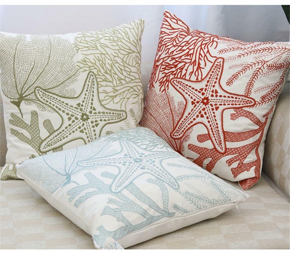 Starfish Pillow Cover Coral Leaf Blue Cushion Case 18x18 Inch 1PC
