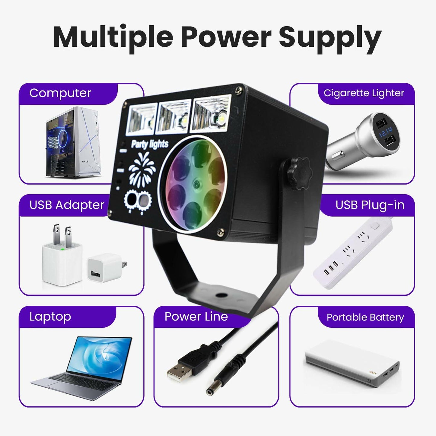 Neatfi Sound Activated Party Light with Remote Control Black Indoor DJ