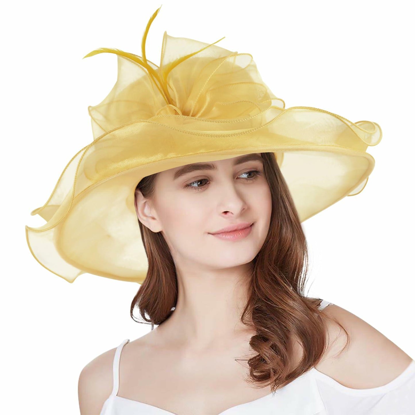 Derby Hats Women Organza Kentucky Fascinator UV Protection Sun Hat