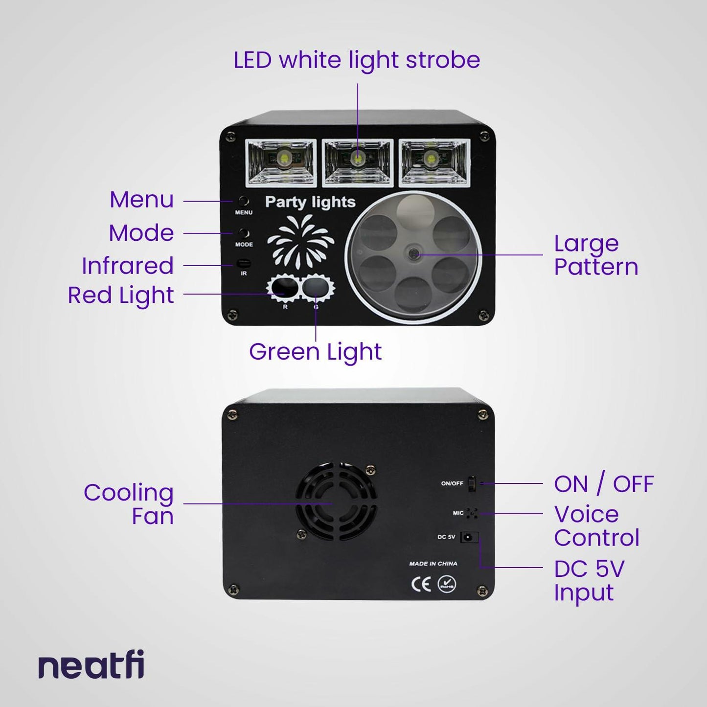 Neatfi Sound Activated Party Light with Remote Control Black Indoor DJ