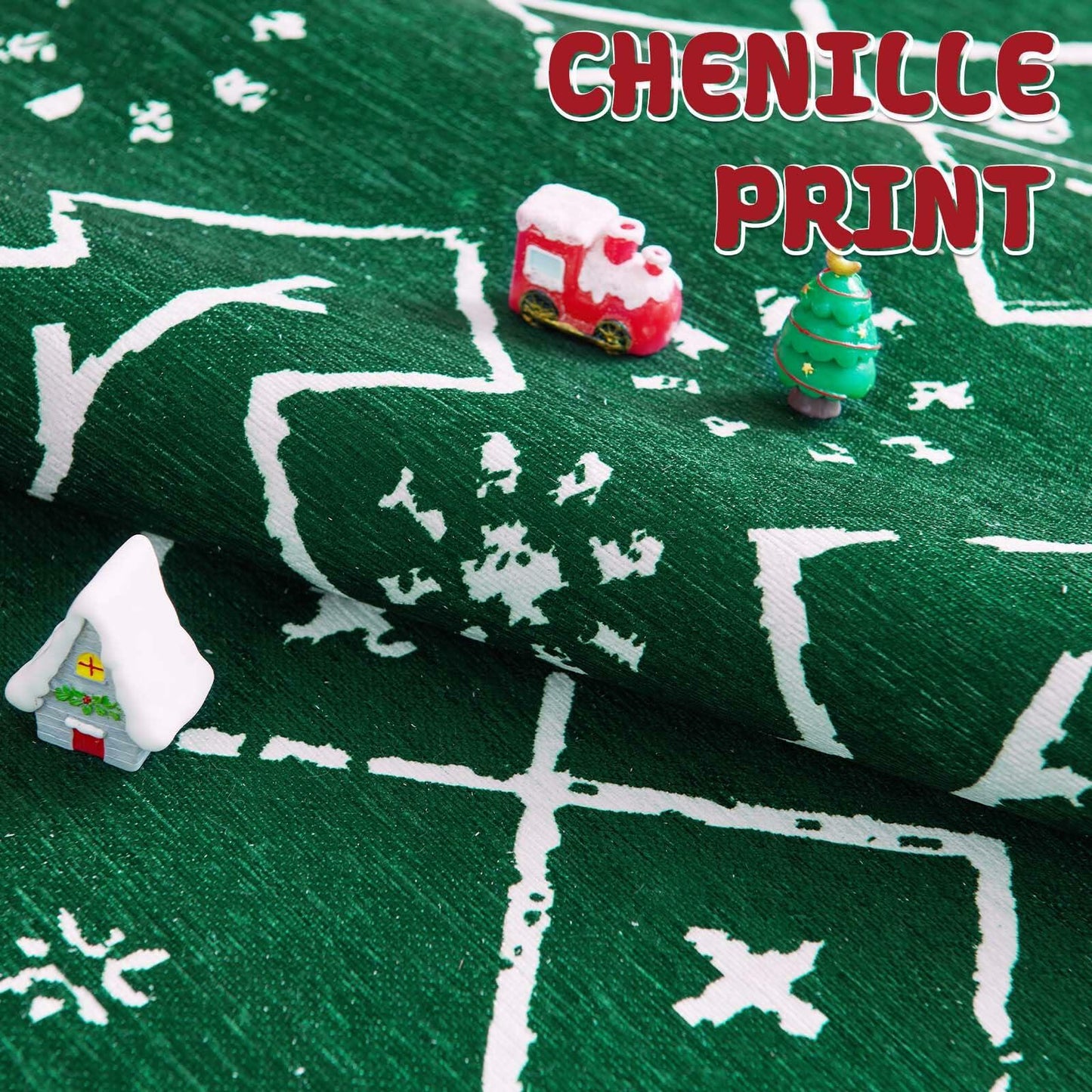 jinchan Christmas Runner Rug 3x7 Green Moroccan Non Slip Soft Carpet