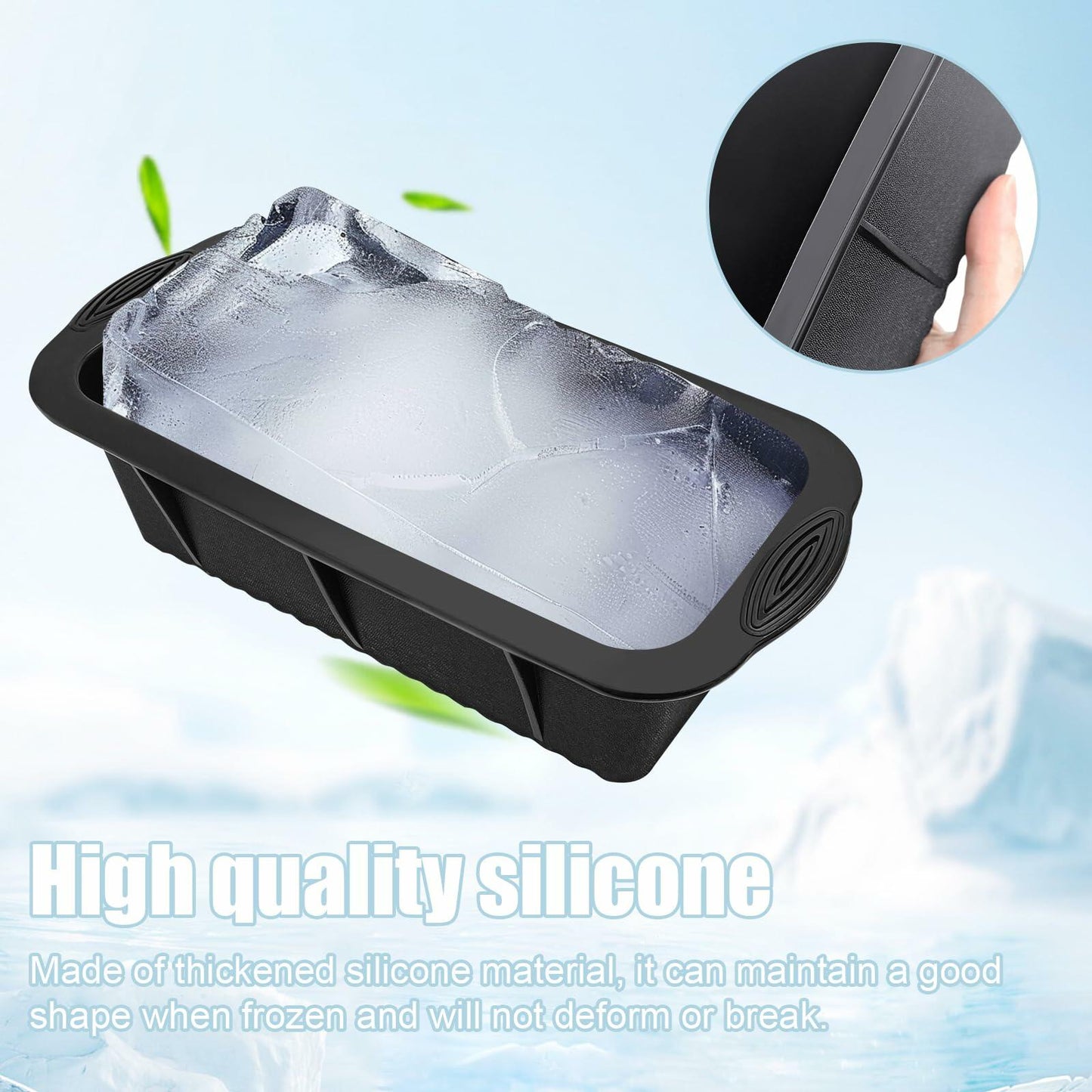 POUYRBA 2pcs Extra Large 6LB Blue Silicone Ice Block Mold for Ice Bath