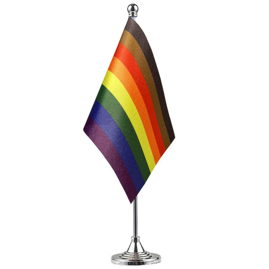 Philadelphia Rainbow Pride Table Flag with Stand Small Mini 4x6 Inches