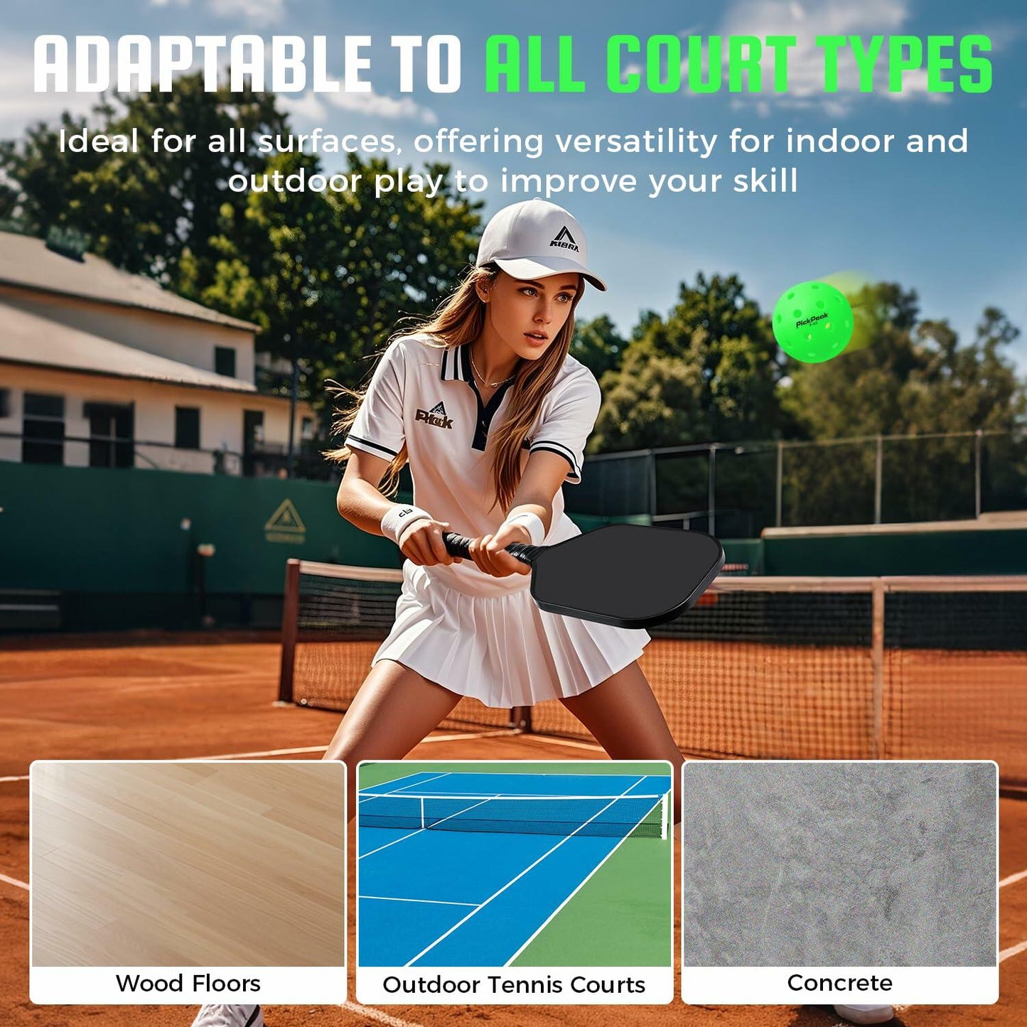 PickPeak Pickleball Balls USAPA Approved 4 or 12 Pack Outdoor P-40 Green