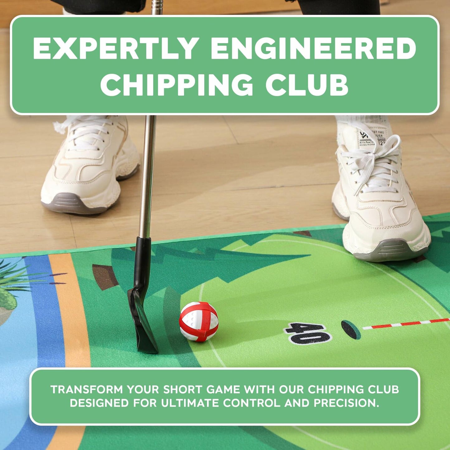 Ecozen Golf Chipping Game Set with Turf Mat Club Balls Carry Bag