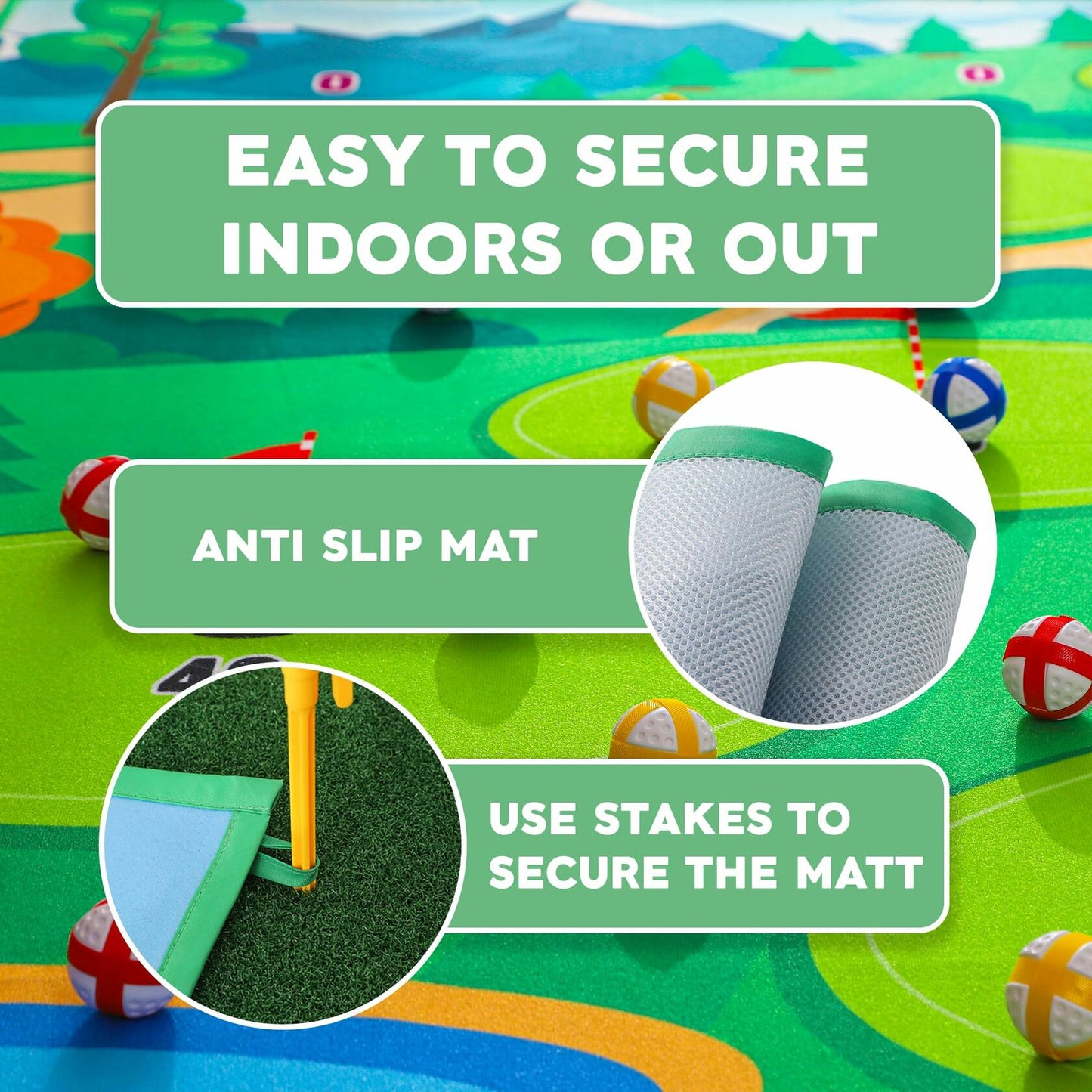 Ecozen Golf Chipping Game Set with Turf Mat Club Balls Carry Bag