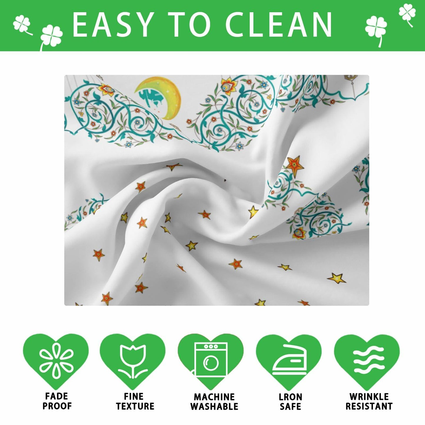 BOTB LIHM Eid Al-Fitr Ramadan Tablecloth 60x84" Stars & Moons Rectangle