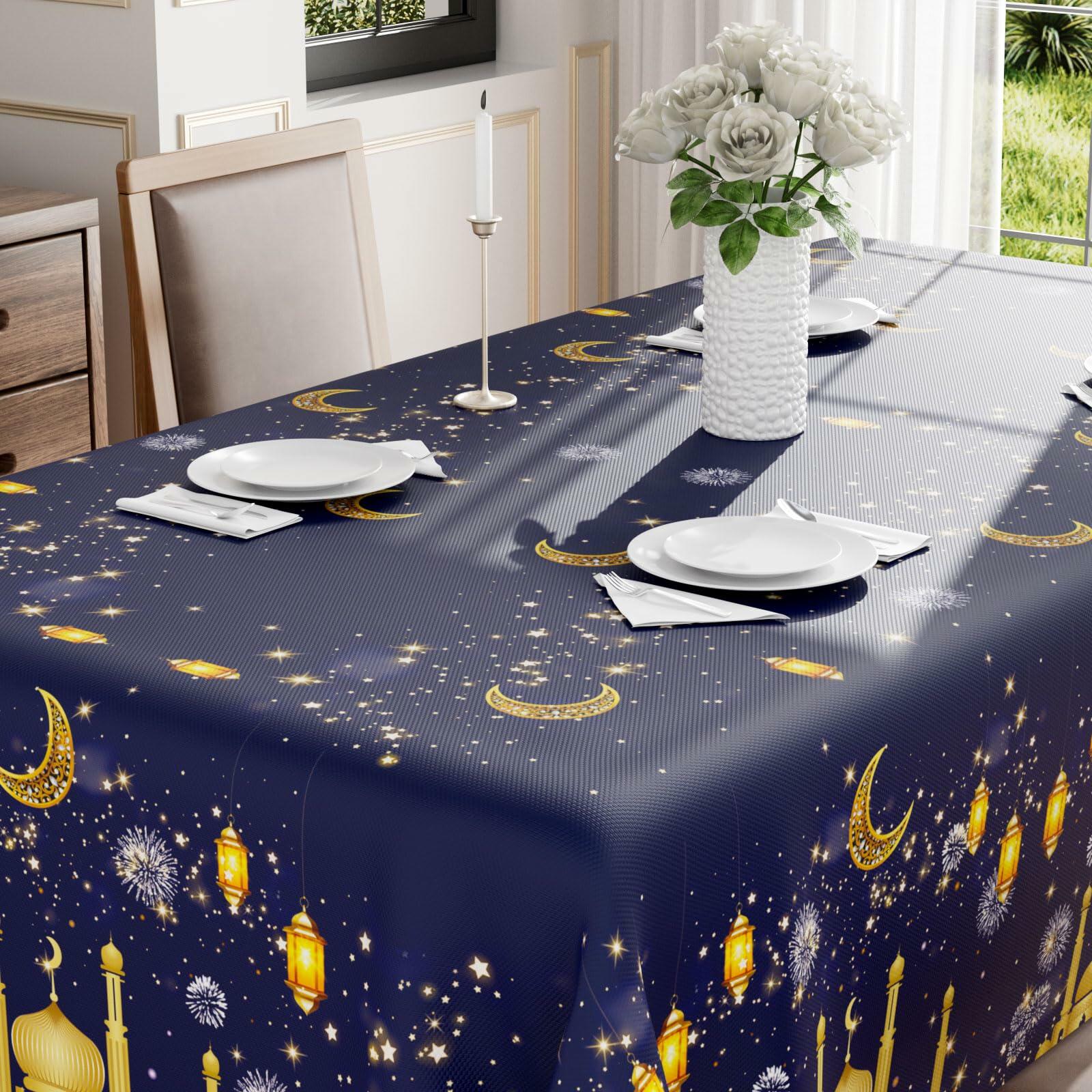 BOTB LIHM Eid Ramadan Tablecloth 60x84" Castle Lantern Stars & Moon