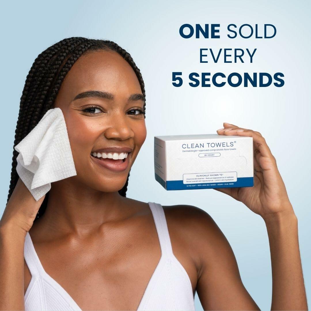 CLEAN SKIN Clean Towels 100% Biobased Face Towel UltraSoft 100ct 4pk Size US 100