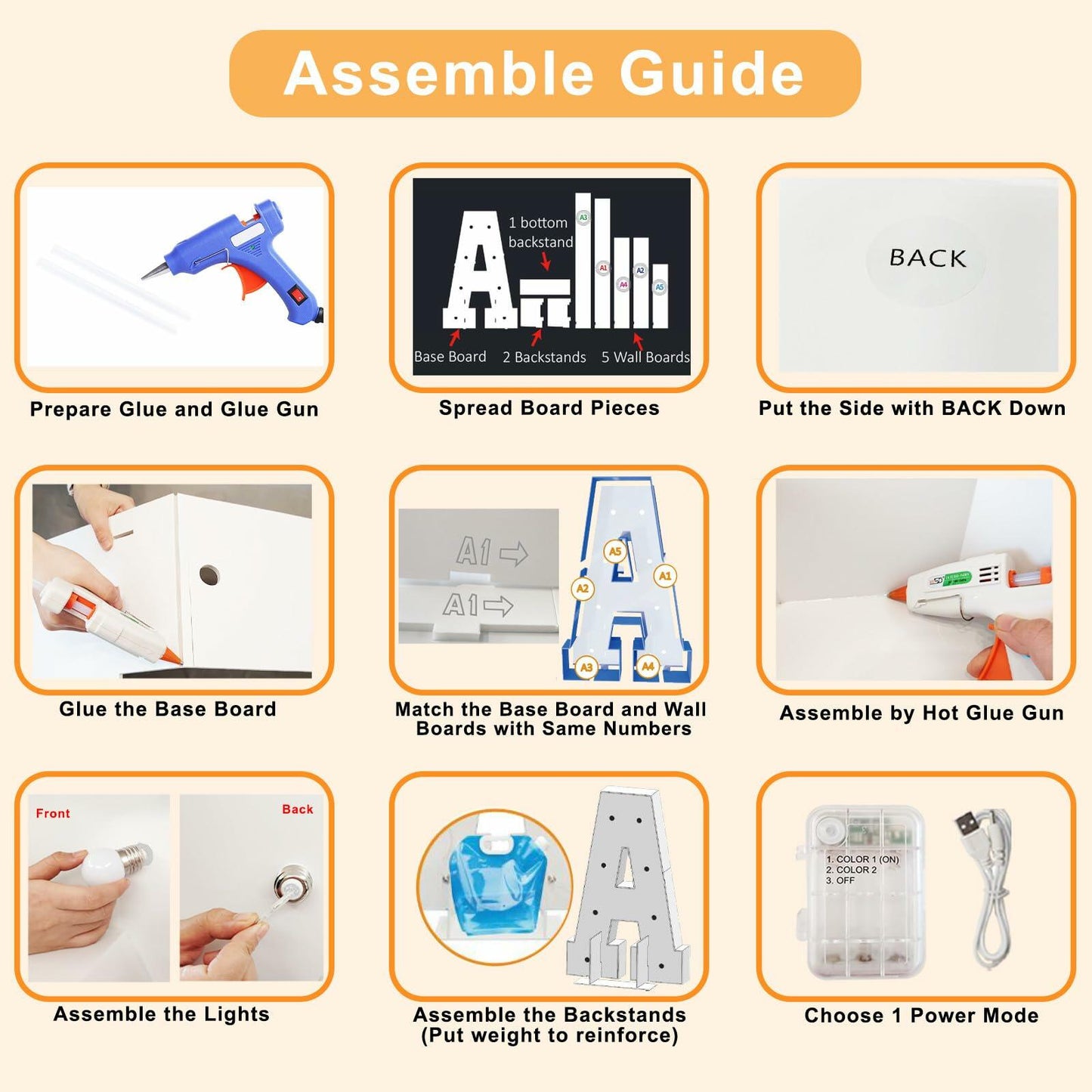 Pooqla 3FT LED Marquee Letter G Light Up Cool & Warm White 3 Feet