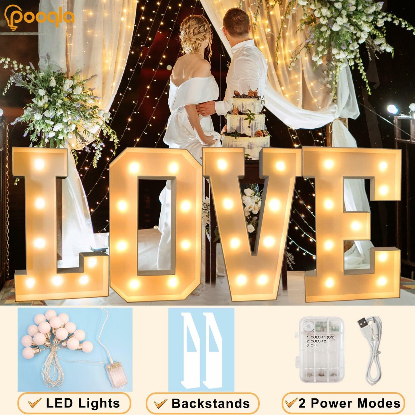 Pooqla 3FT LED Marquee Letter G Light Up Cool & Warm White 3 Feet