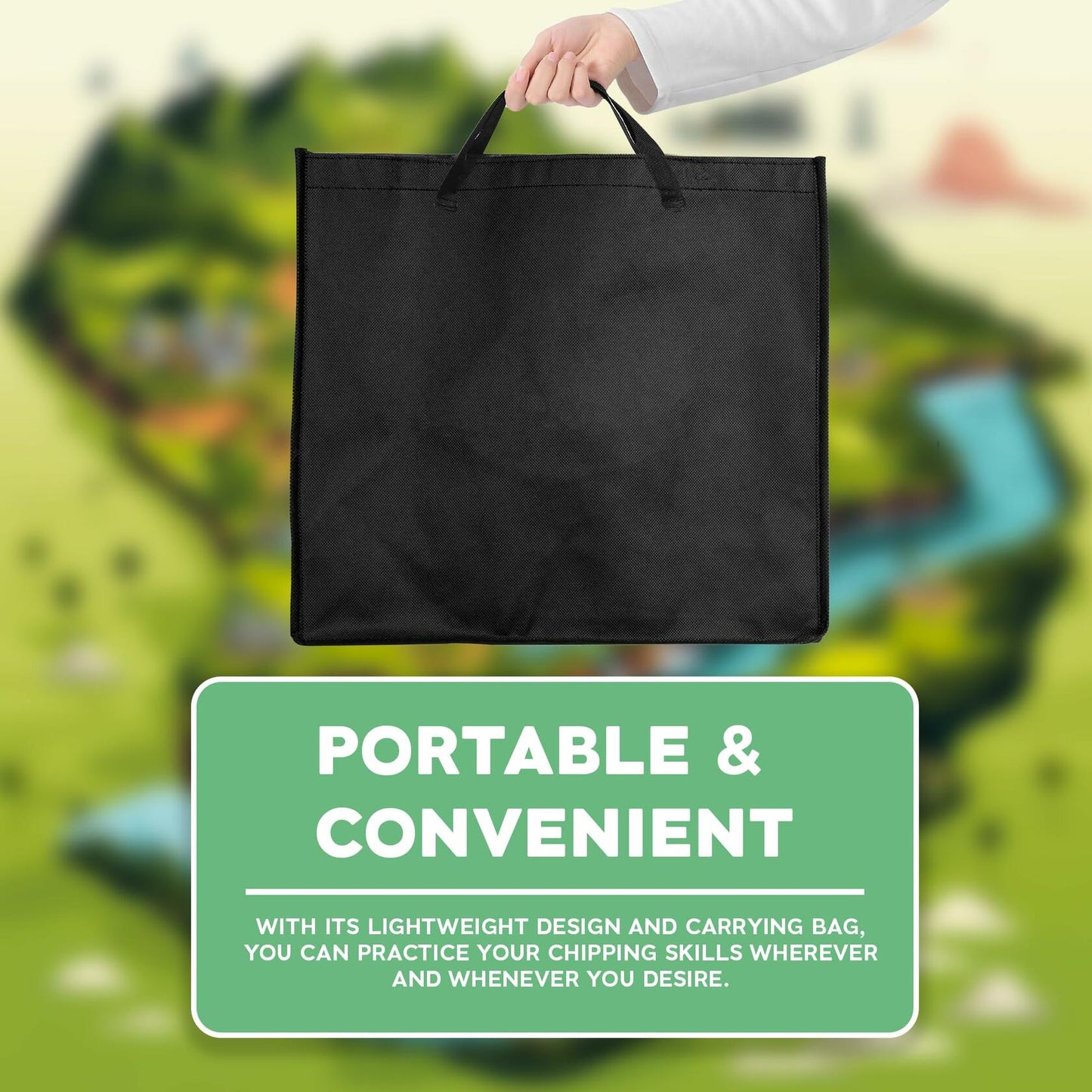 Ecozen Golf Chipping Game Set with Turf Mat Club Balls Carry Bag