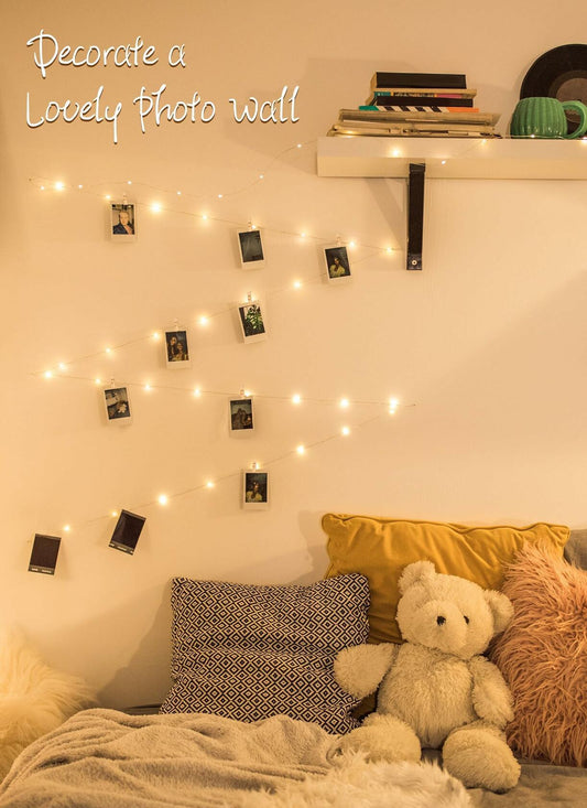 Fairy Lights with Clips 33ft 100LED Battery Operated String Lights Timer