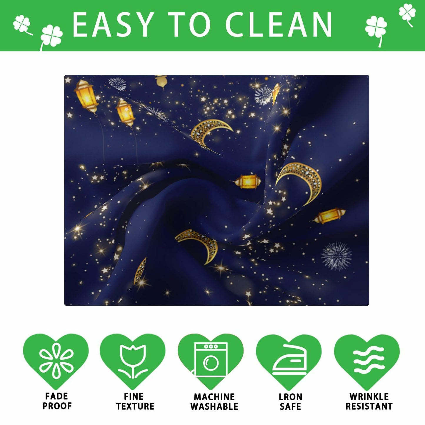 BOTB LIHM Eid Ramadan Tablecloth 60x84" Castle Lantern Stars & Moon