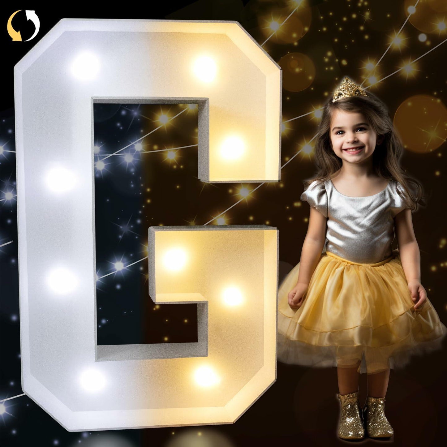 Pooqla 3FT LED Marquee Letter G Light Up Cool & Warm White 3 Feet
