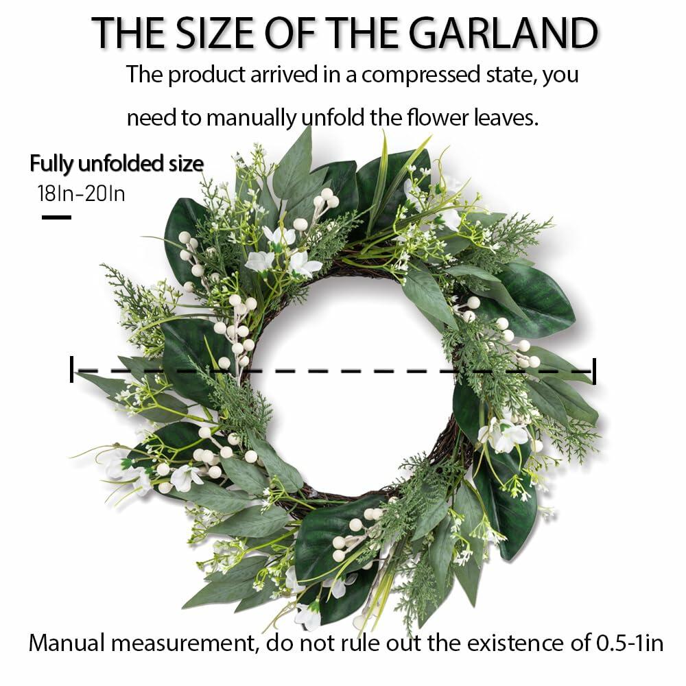 20" Eucalyptus Wreath Green Front Door Farmhouse All Season Decor